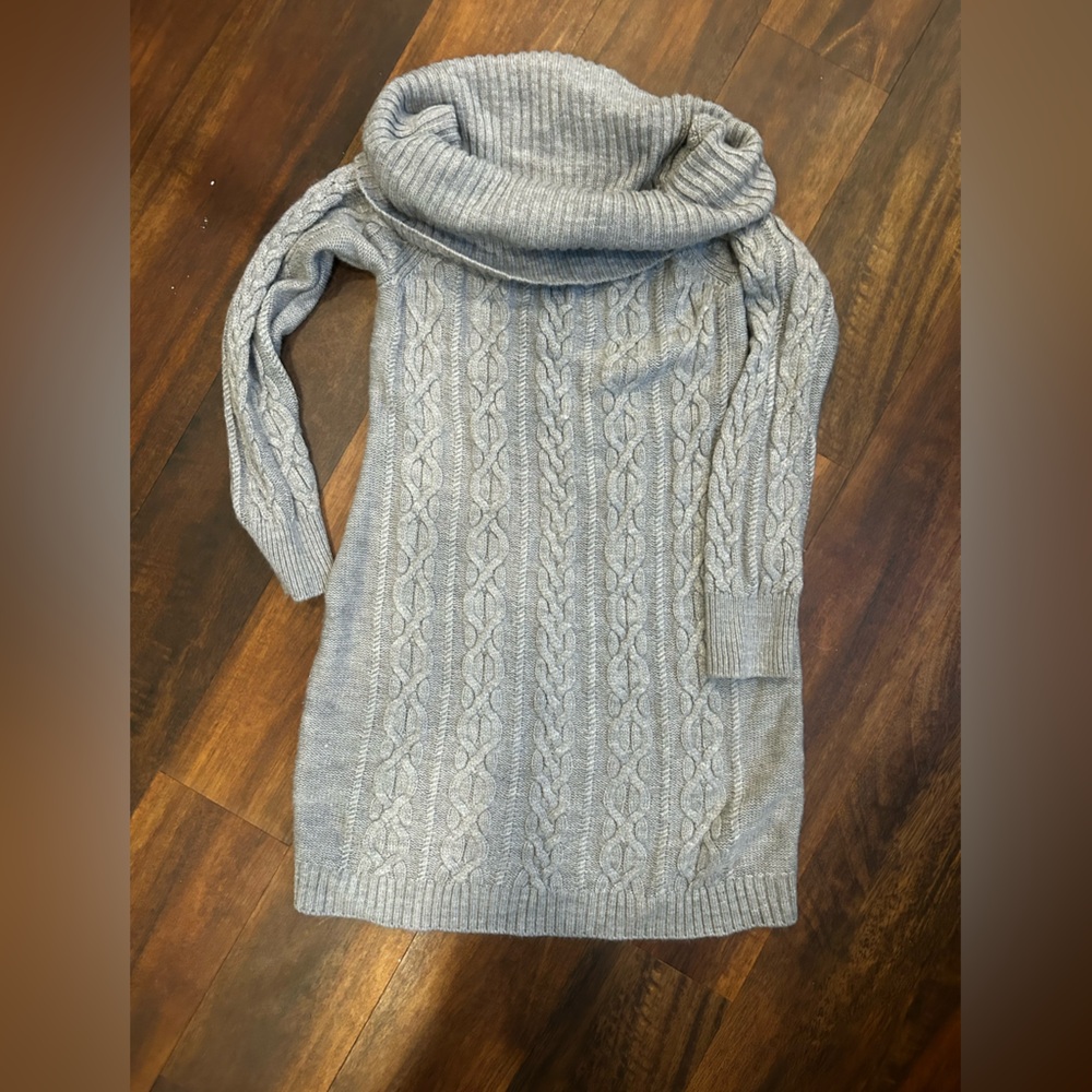 Eliza J Light Gray Cowl Neck sweater Dress